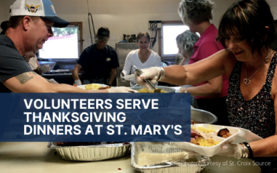 Volunteers Serve Thanksgiving Dinners from St. Mary’s School Cafeteria